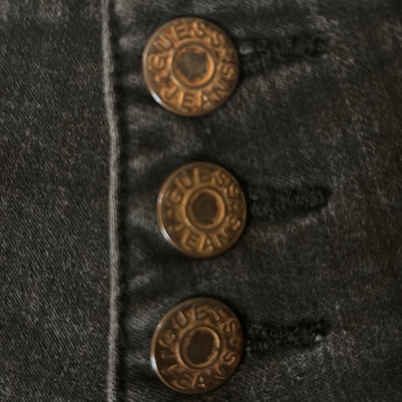 Vintage Guess Black Jeans Size 4 Button Fly Y2K Skinny High Rise Ankle Length - Picture 5 of 13